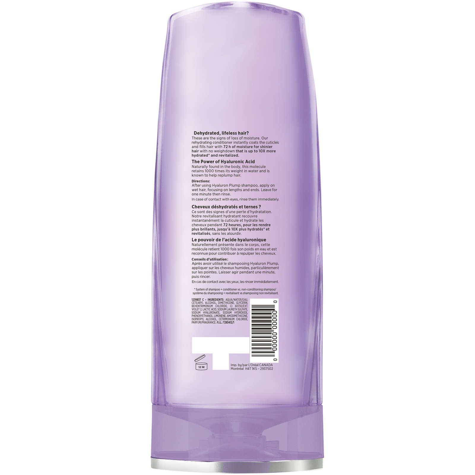 L'Oreal Paris Hair Expertise Hyaluron Plump Conditioner with Hyaluronic Acid for Dry Hair, Adds Moisture, For Hair Hydration