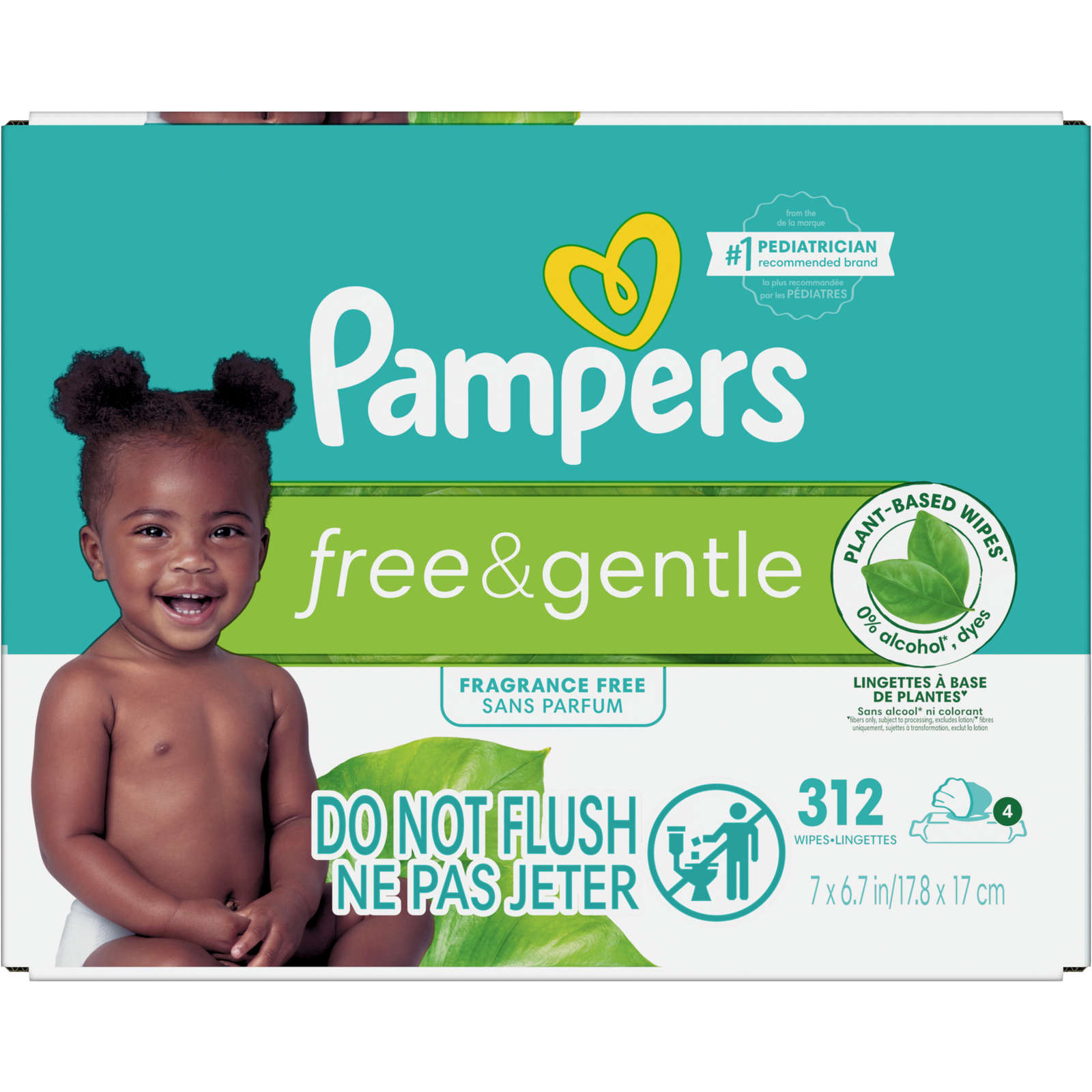 Free & Gentle 100% Plant-Based Fragrance Free Baby Wipes