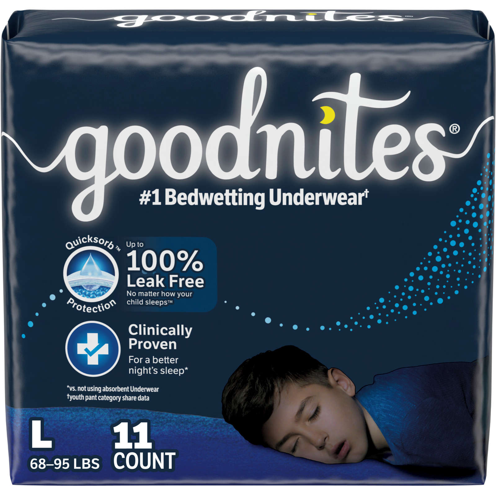 Goodnites Boys' Nighttime Bedwetting Underwear, (-95 lb