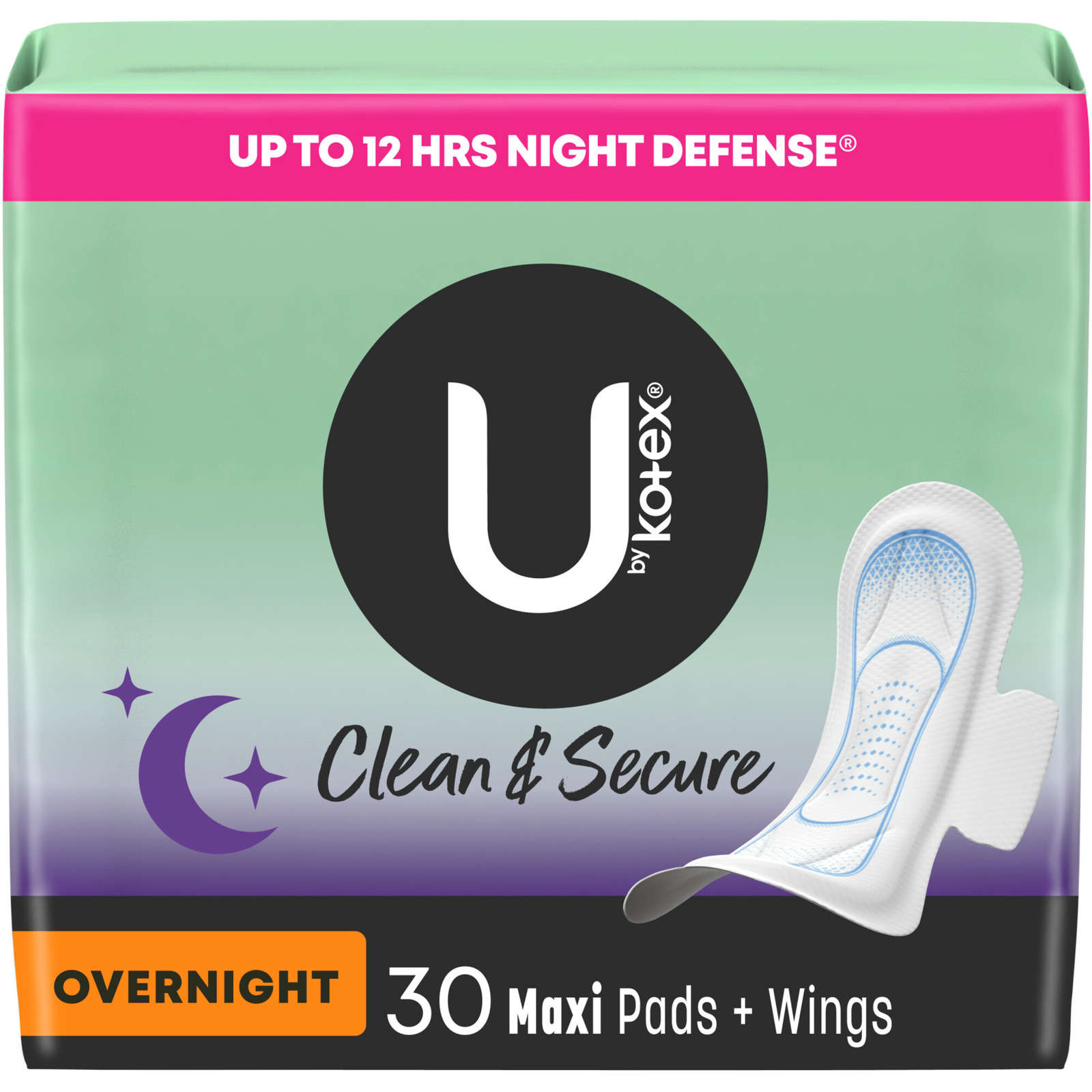 Clean & Secure Overnight Maxi Pads with Wings