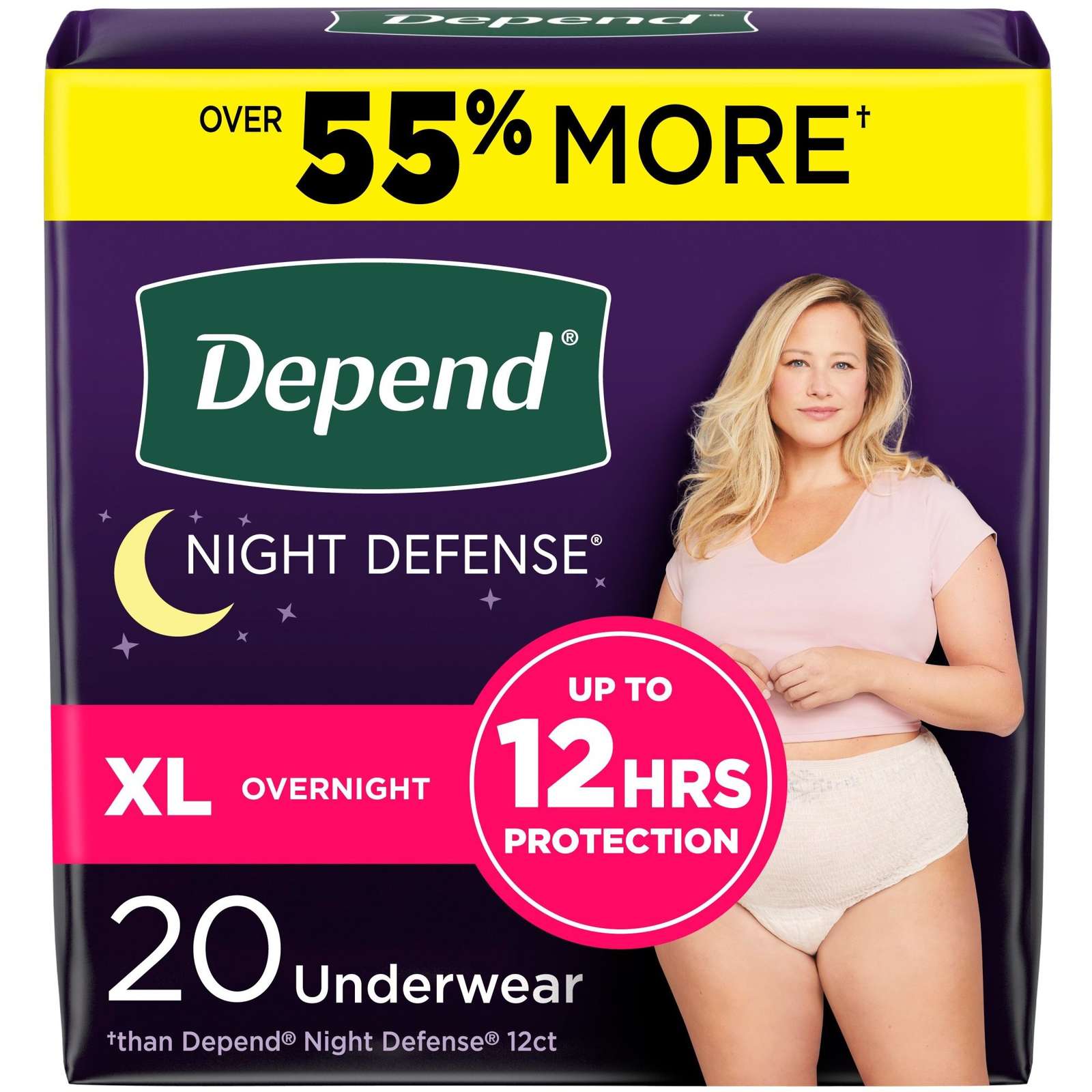 Night Defense Adult Incontinence Underwear for Women, Disposable, Overnight, Large