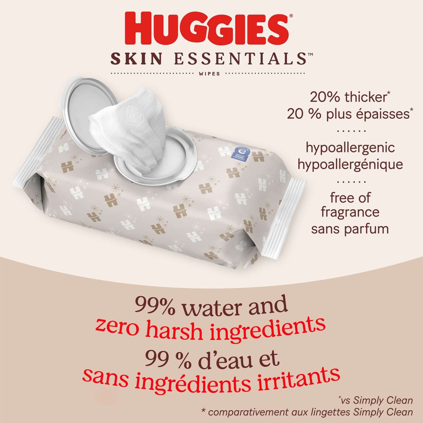 Huggies Simply Clean Unscented Baby Wipes, 6 Flip-Top Packs