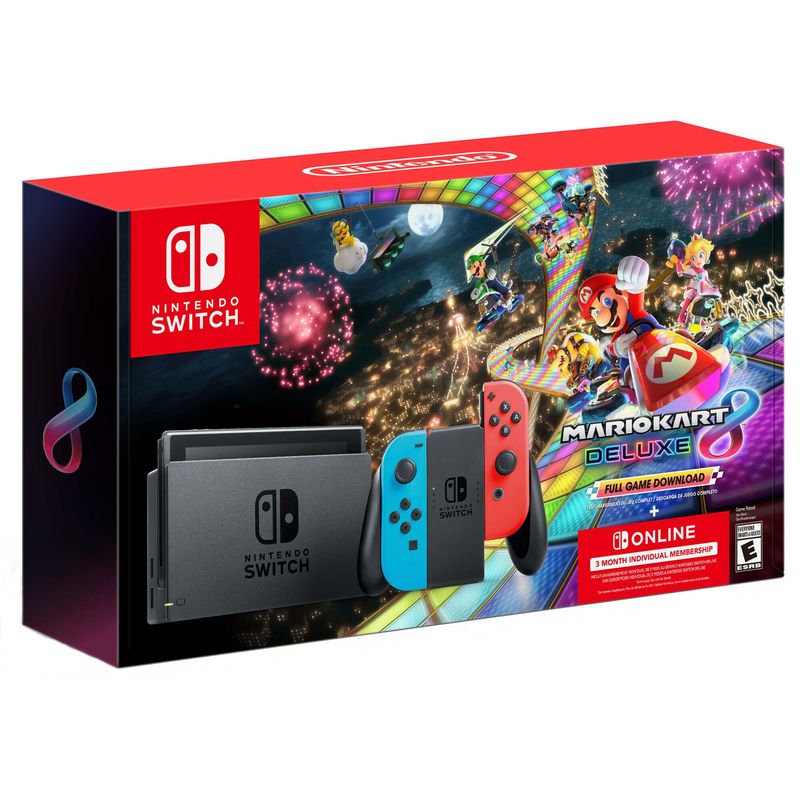 Nintendo Nintendo Switchâ„¢ with Neon Blue & Neon Red Joy-Conâ„¢ + Mario Kartâ„¢ 8 Deluxe (Full Game Download) + 3...