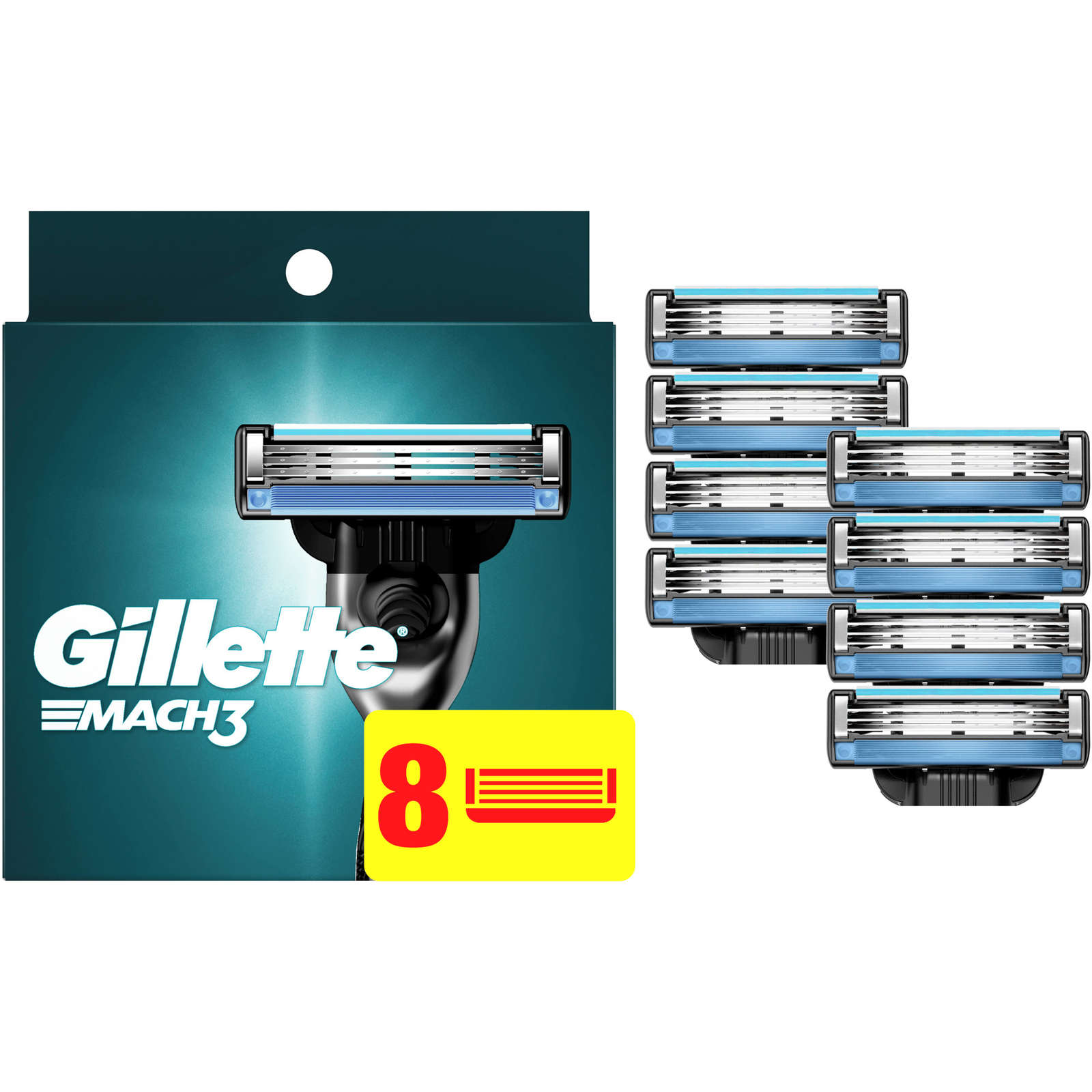 Gillette Mach3 Men's Razor Blades, 8 Refills