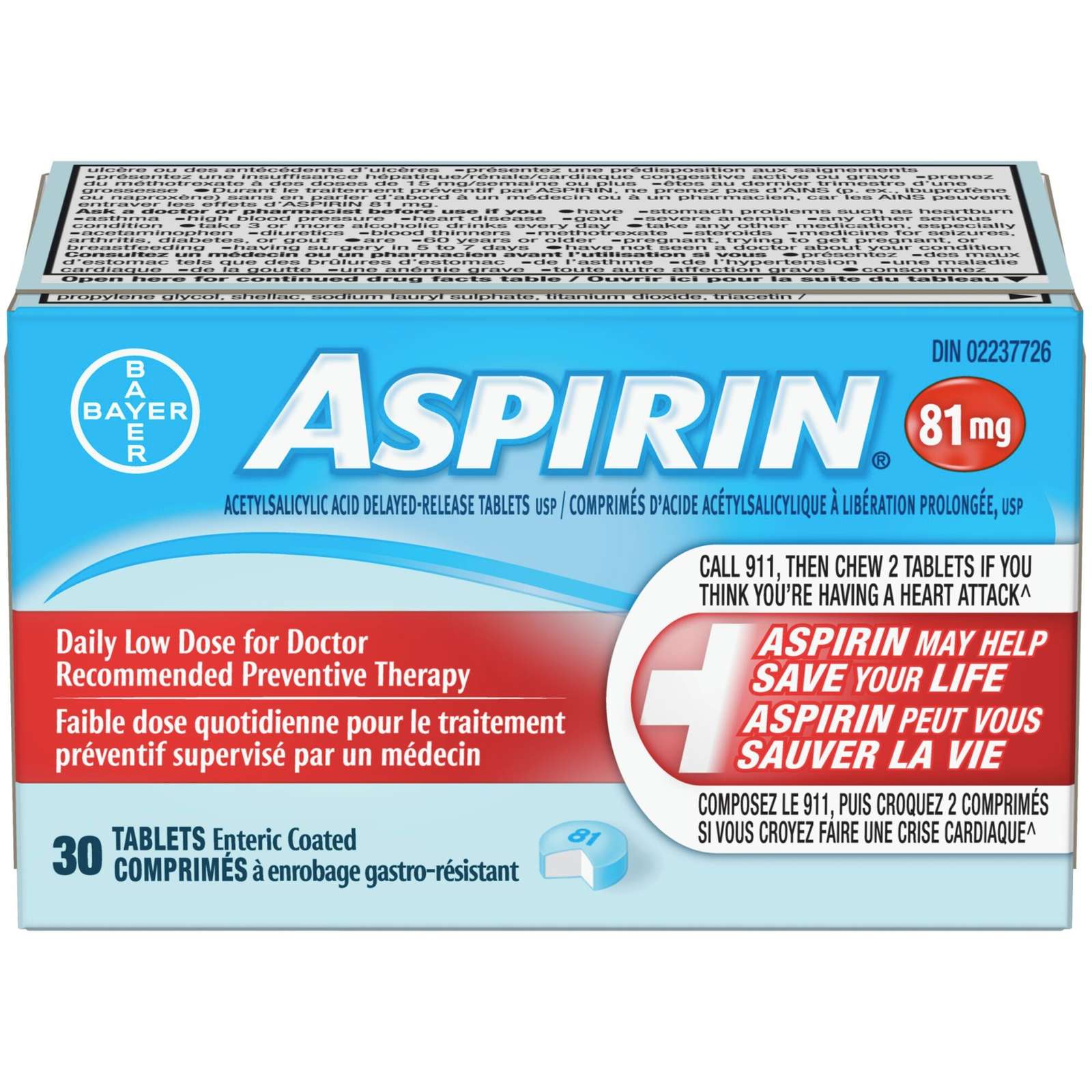 ASPIRIN 81mg, Daily Low Dose Enteric Coated Tablets