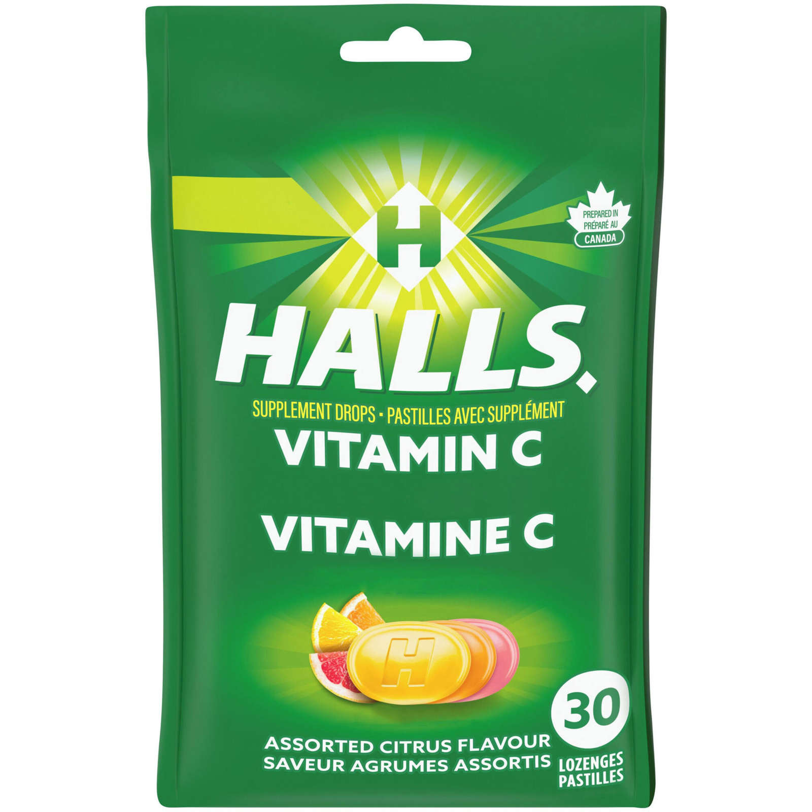 Halls Vitamin C Assorted Citrus Flavour, 30 Supplement Drops