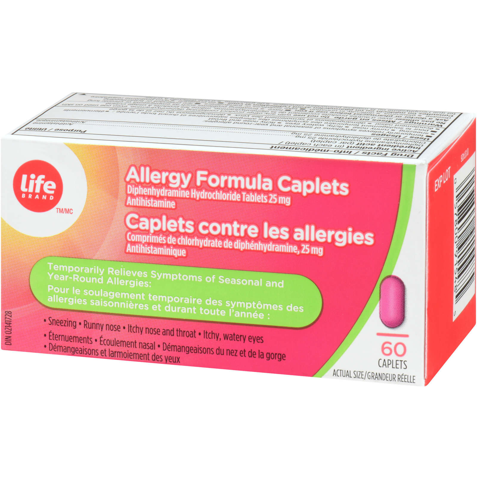 Allergy Formula Caplets Diphenhydramine Hydrochloride Tablets 25 mg Antihistamine