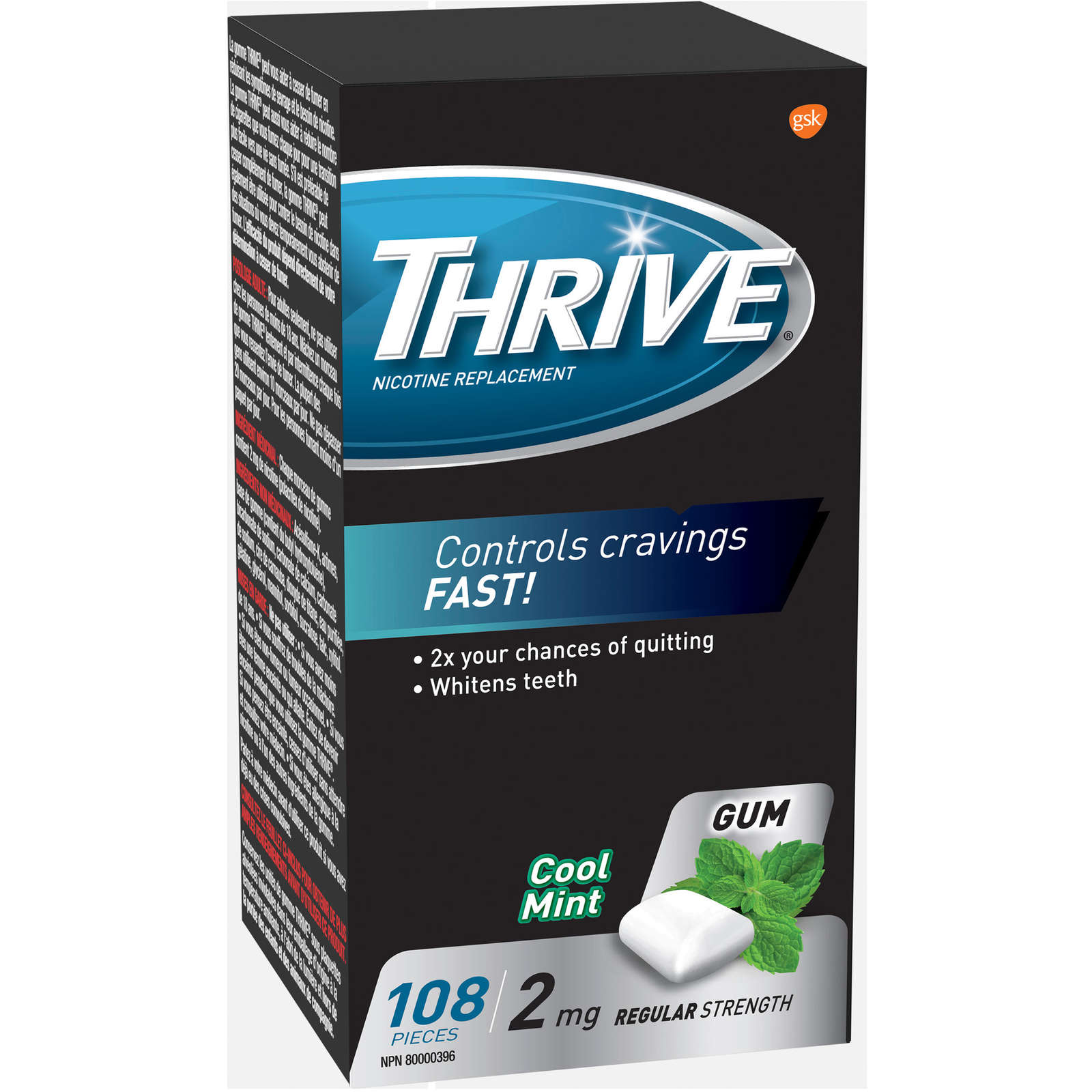 Thrive Gum 2mg Regular Strength Nicotine Replacement Cool Mint count