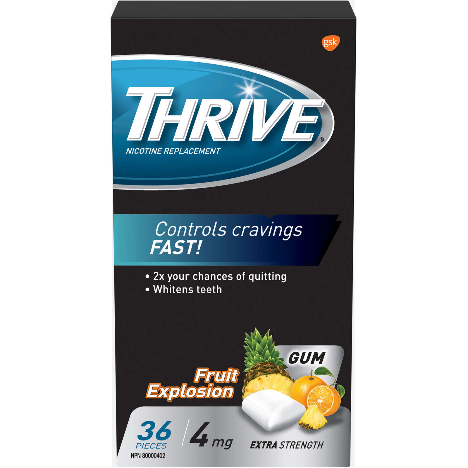 Thrive Gum 4mg Extra Strength Nicotine Replacement Fruit Explosion count