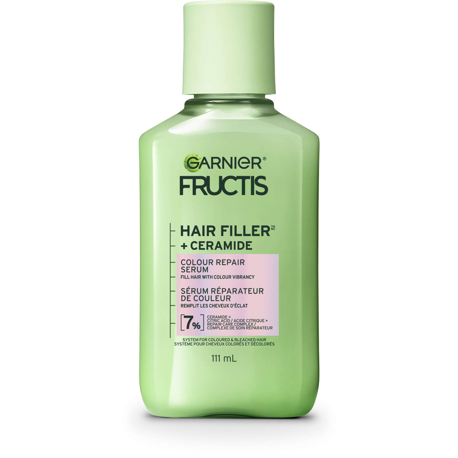 Fructis Hair Filler + Ceramide Color Repair Sulfate-Free Serum, for Colored and Bleached Hair, up to 9X Smoother Hair & 4 weeks of Vibrant Color