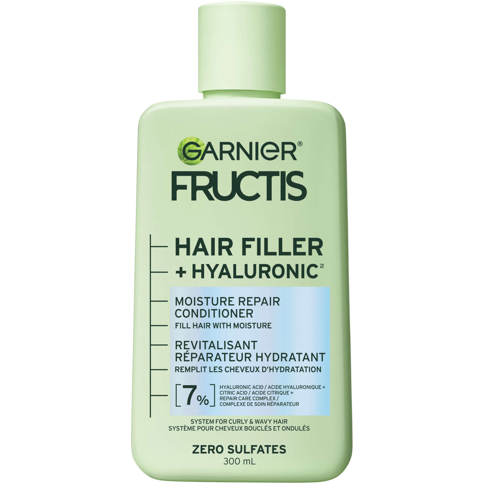 Fructis Hair Filler + Hyaluronic Acid Moisture Repair Sulfate-Free Conditioner, for Curly and Wavy Hair, up to 15X More Moisture & 100 Hours of Frizz Control