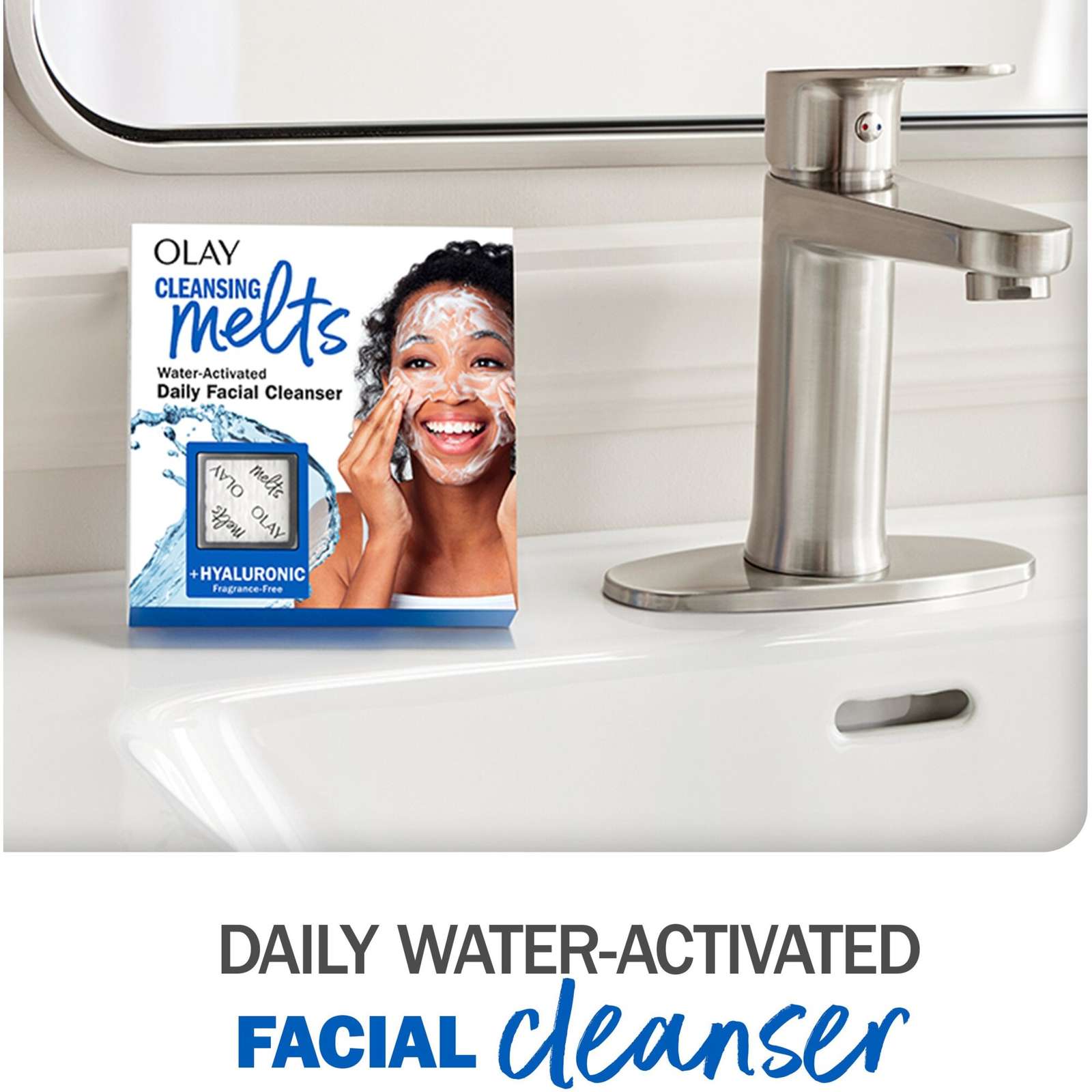 Cleansing Melts + Hyaluronic Face Cleanser, 32ct, Water-Activated Face Wash Cleans, Tones, and Refreshes Skin