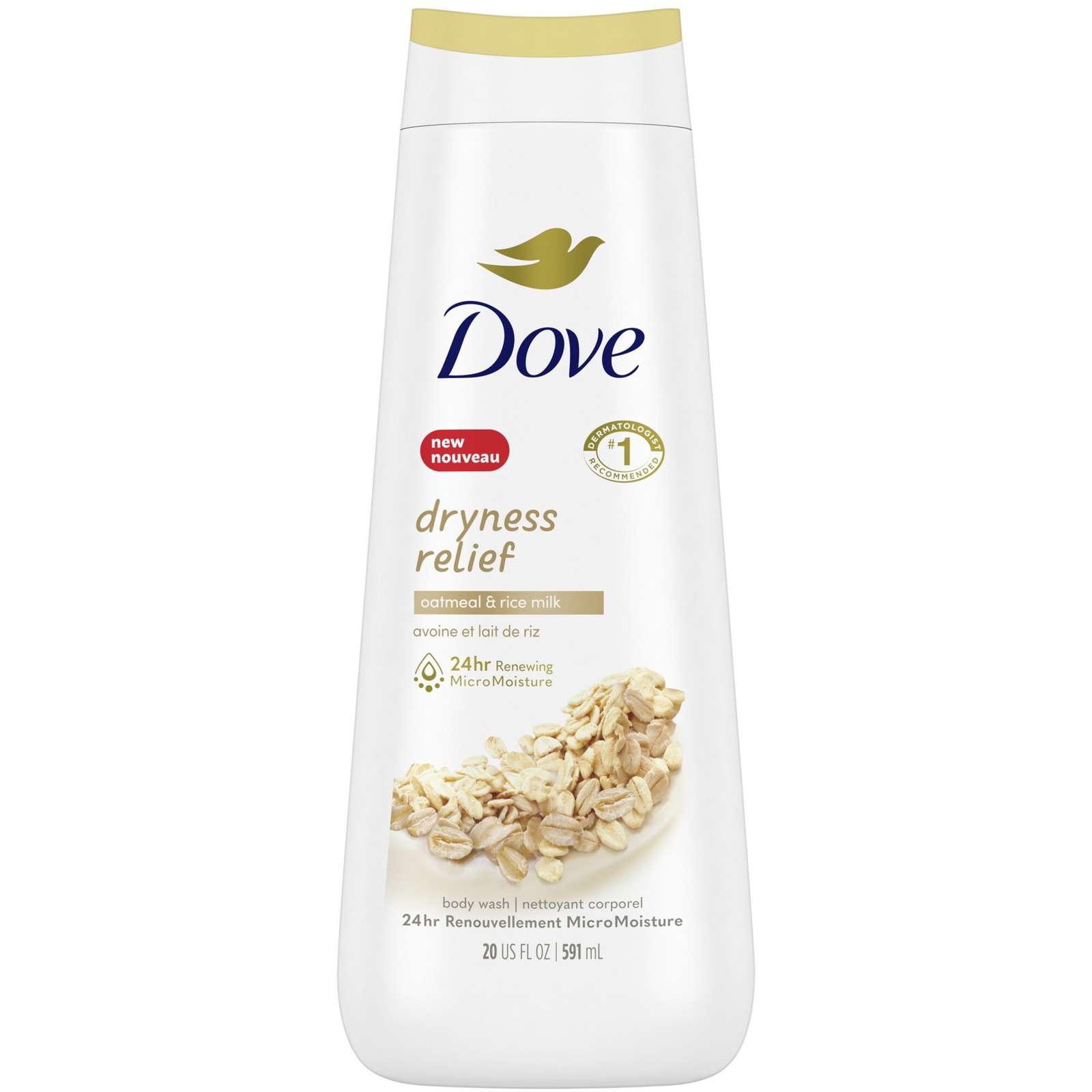 Dryness Relief Body Wash for renewed, healthy-looking skin Oatmeal & Rice Milk gentle body cleanser deeply nourishes and hydrates dry skin