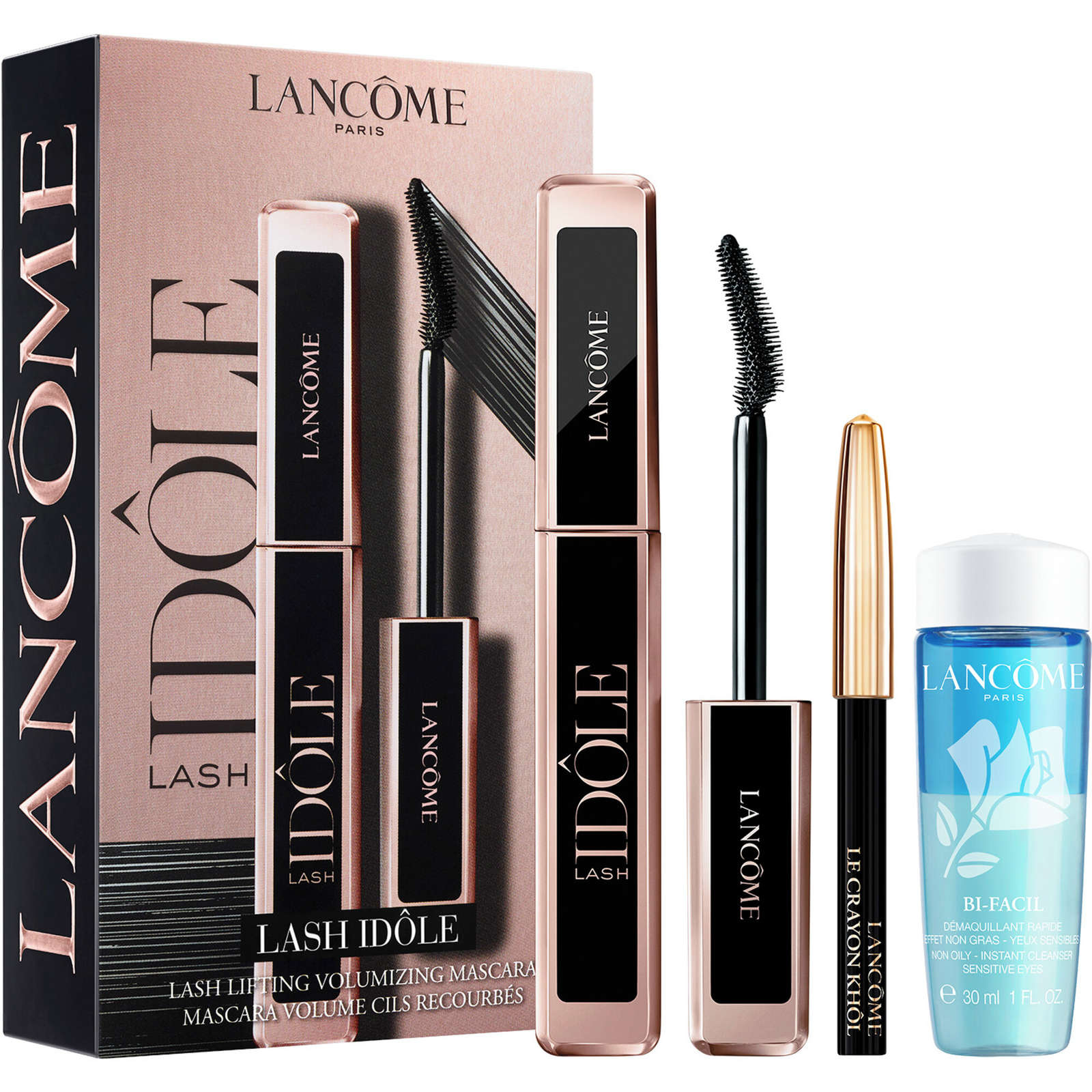 Lash Idôle Clump-free Volumizing Mascara, Crayon Khôl Eyeliner & Bi Facil Makeup Remover Set