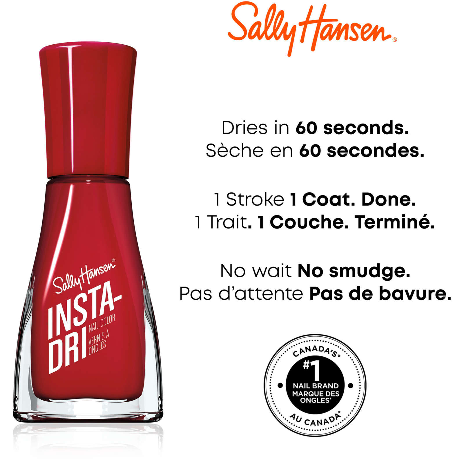 Insta-Dri® Nail Polish, 3-in-1 formula with built-in base and top coat. 1 Stroke