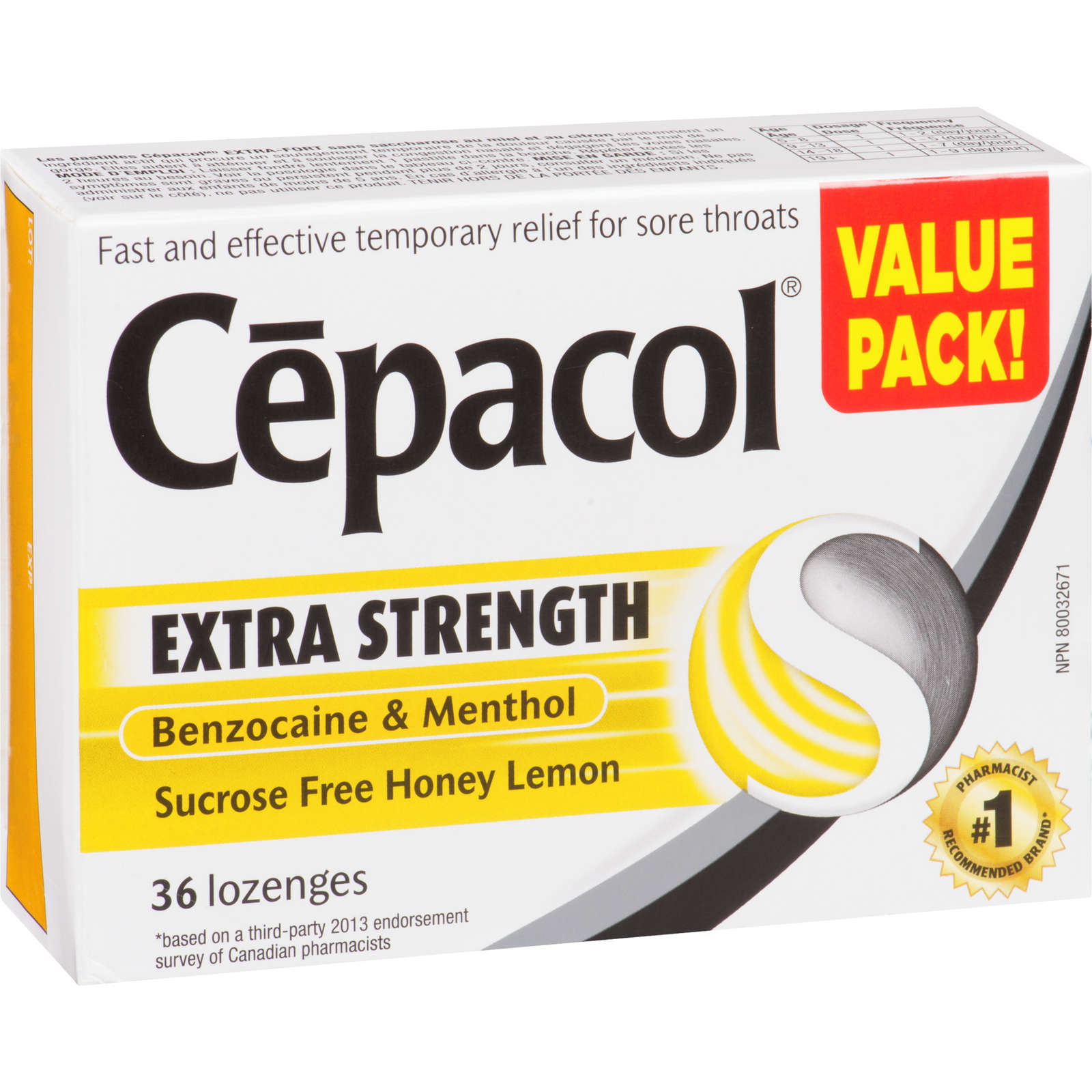 Cepacol® Extra Strength Sucrose Free Honey Lemon Value Pack, Sore Throat Lozenges