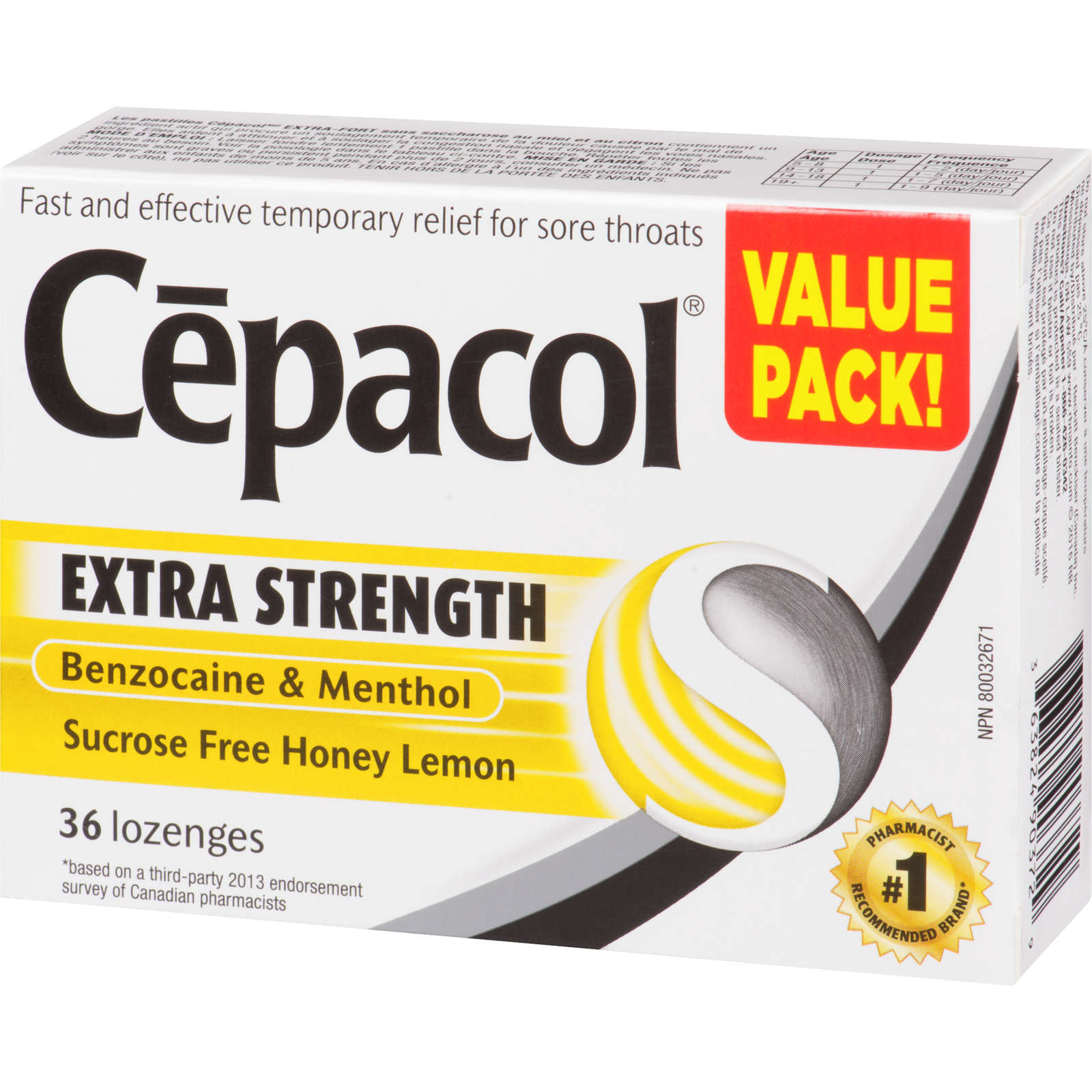 Cepacol® Extra Strength Sucrose Free Honey Lemon Value Pack, Sore Throat Lozenges