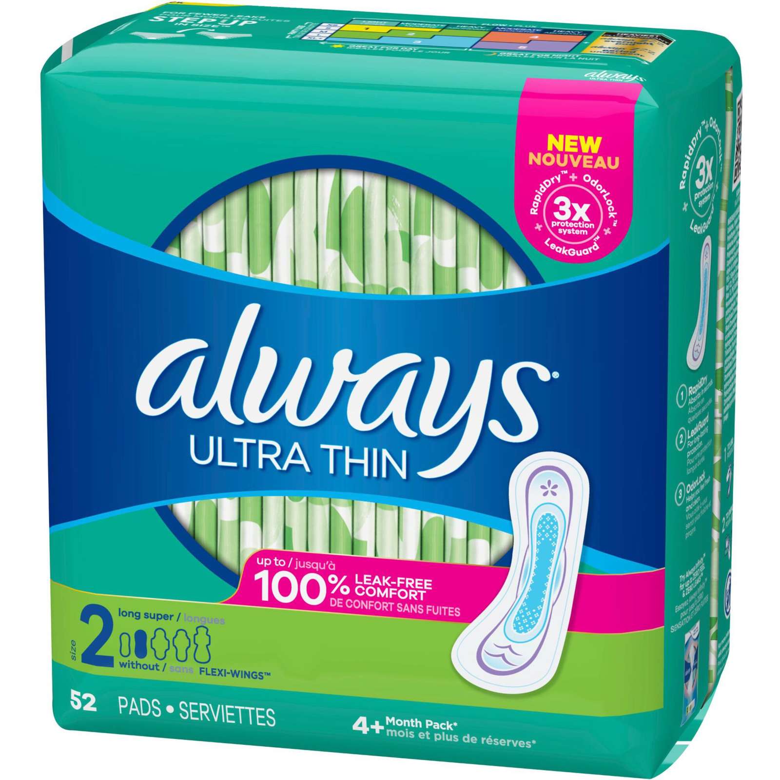 Always Ultra Thin Pads Size 2 Long Absorbency Unscented without Wings