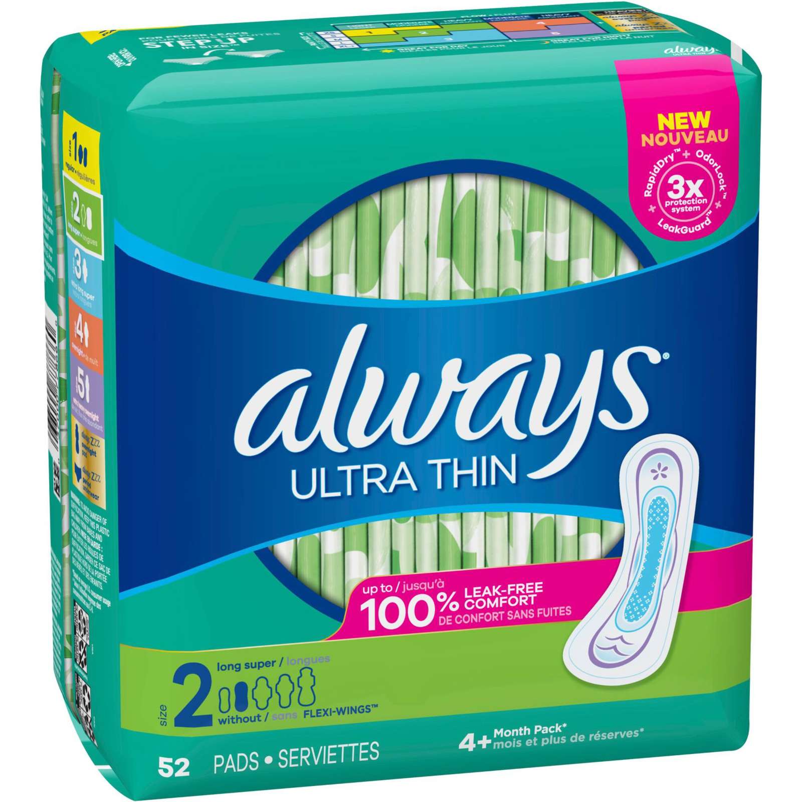 Always Ultra Thin Pads Size 2 Long Absorbency Unscented without Wings