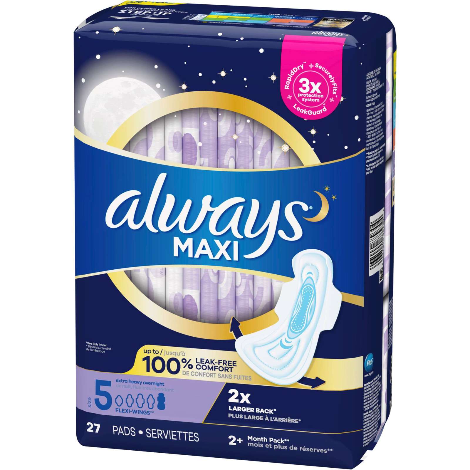 Always Maxi Pads Size Overnight Absorbency Unscented with Wings