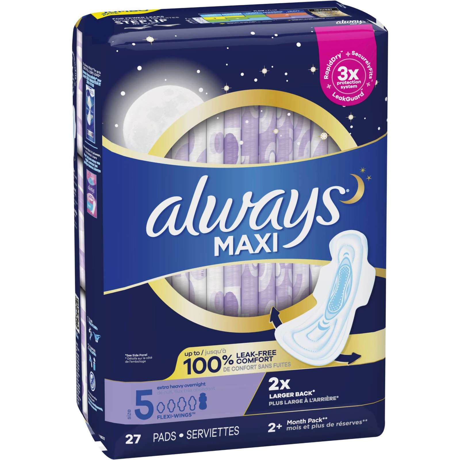 Always Maxi Pads Size Overnight Absorbency Unscented with Wings