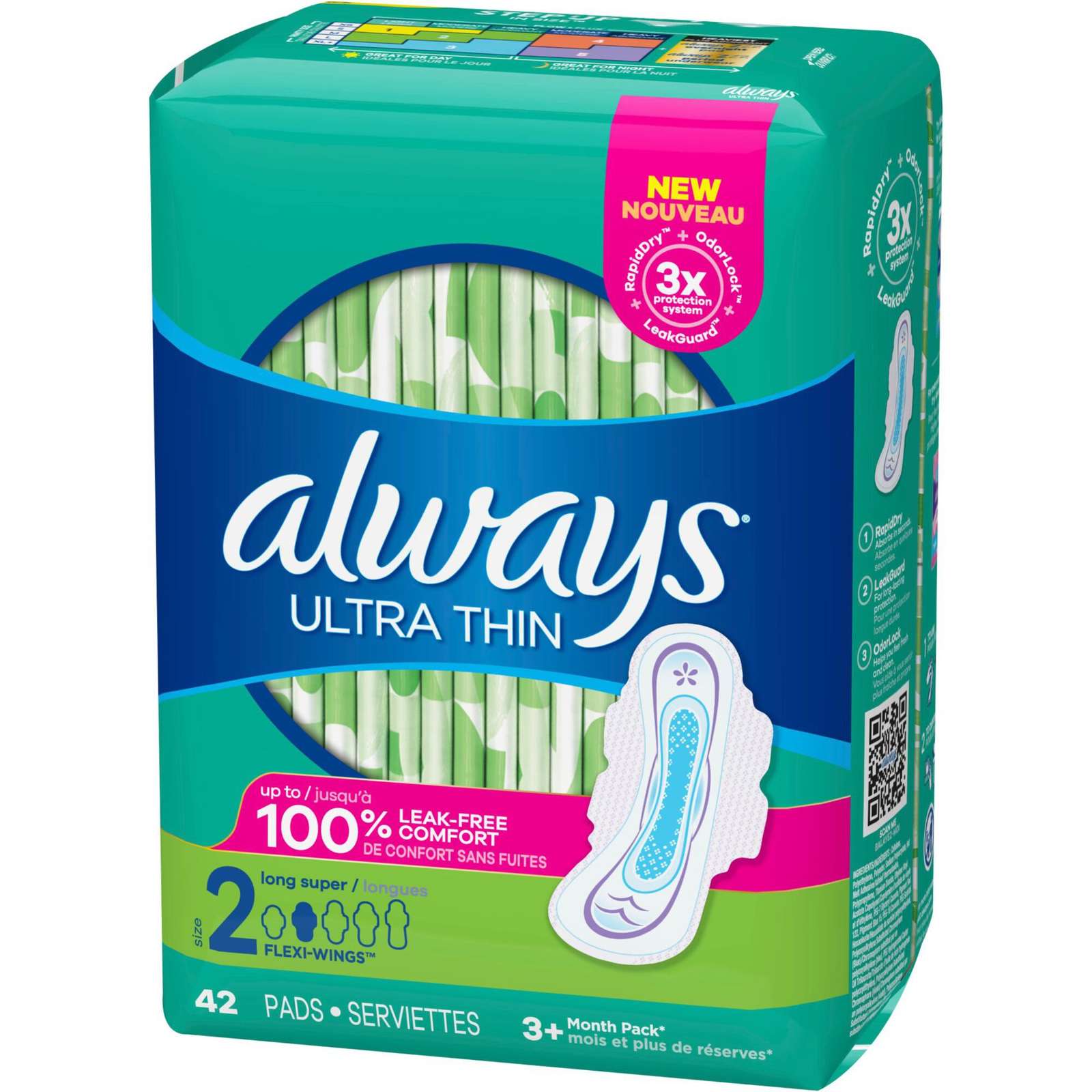 Always Ultra Thin Pads Size 2 Long Absorbency Unscented with Wings