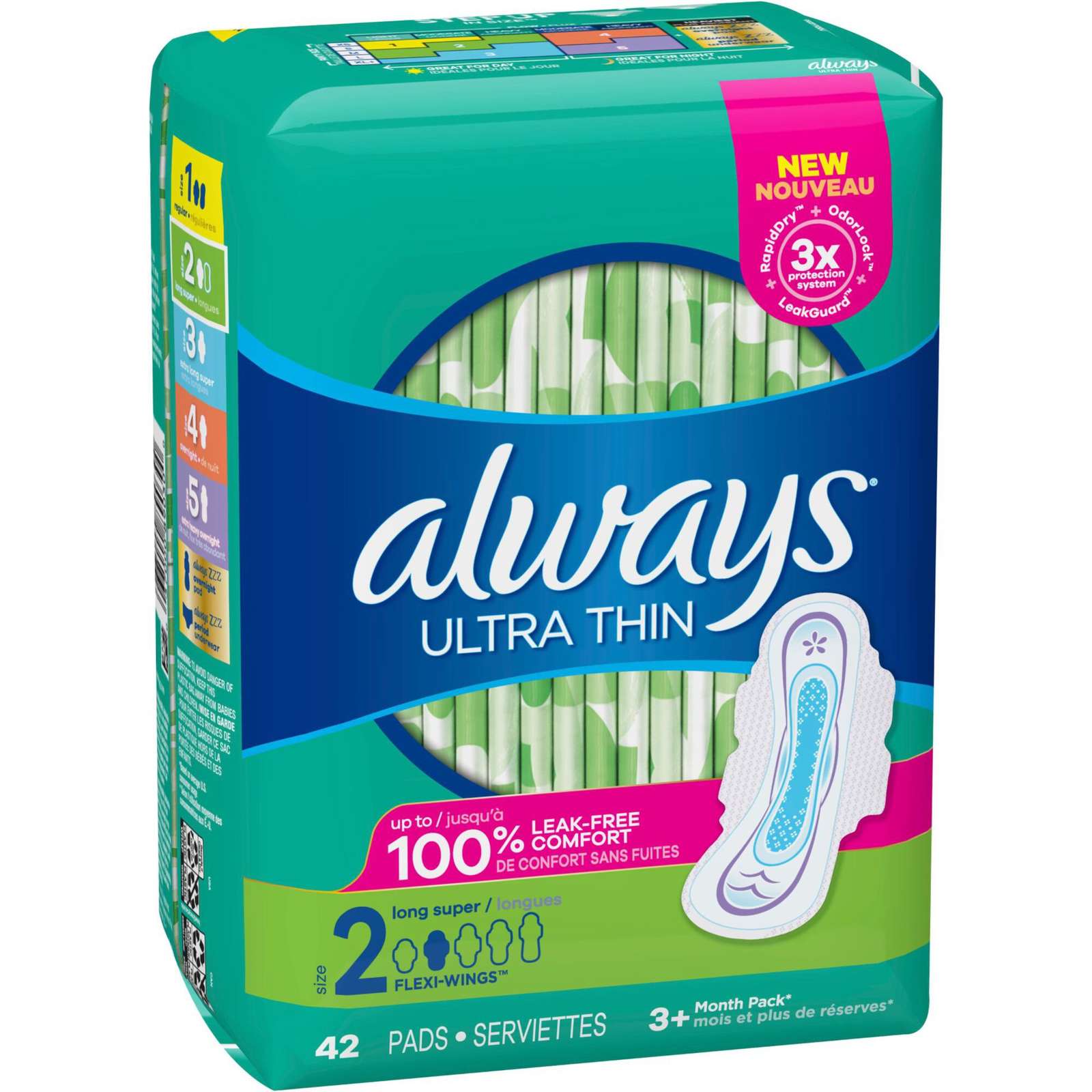 Always Ultra Thin Pads Size 2 Long Absorbency Unscented with Wings