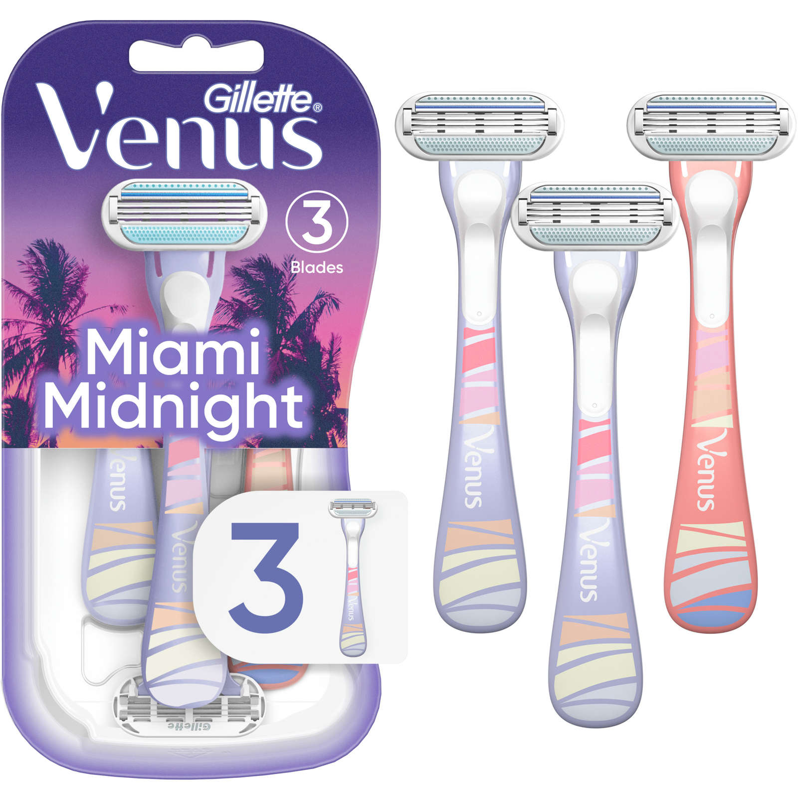 Miami Midnight Smooth Women's Disposable Razors with Aloe