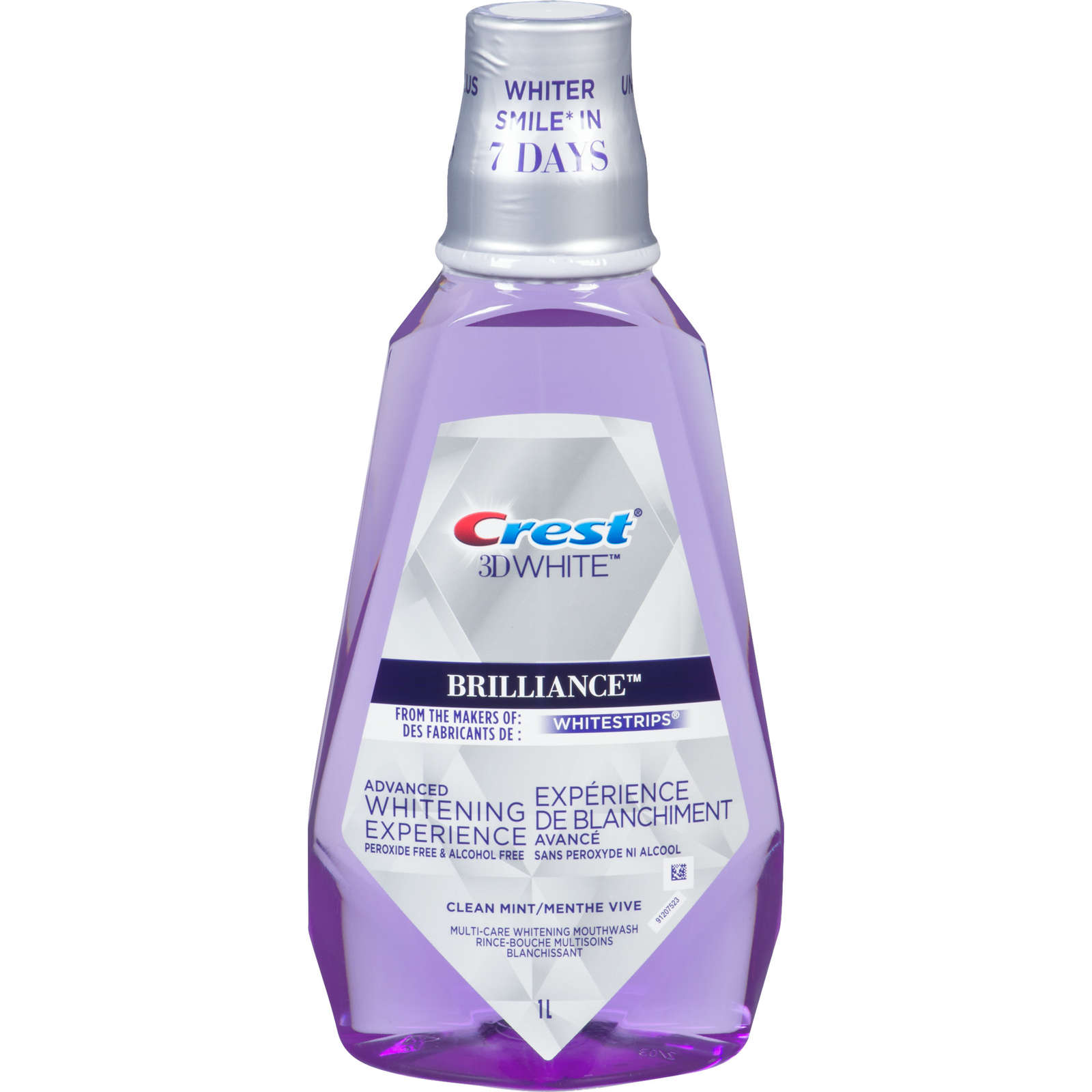 Crest 3D White Brilliance Alcohol Free Whitening Mouthwash, Clean Mint