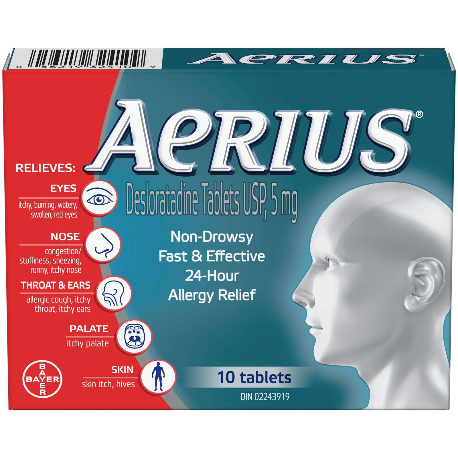 Aerius Allergy Medicine, Fast Relief, 24-Hour, Non-Drowsy, 15 Symptoms