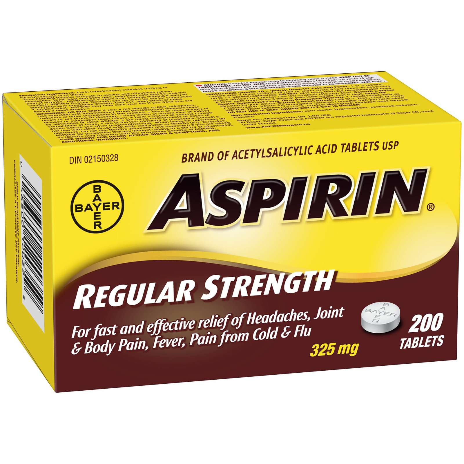 ASPIRIN Regular Strength 325mg, Fast & Effective Relief of Headaches, Joint & Body Pain, Fever, Pain from Cold & Flu