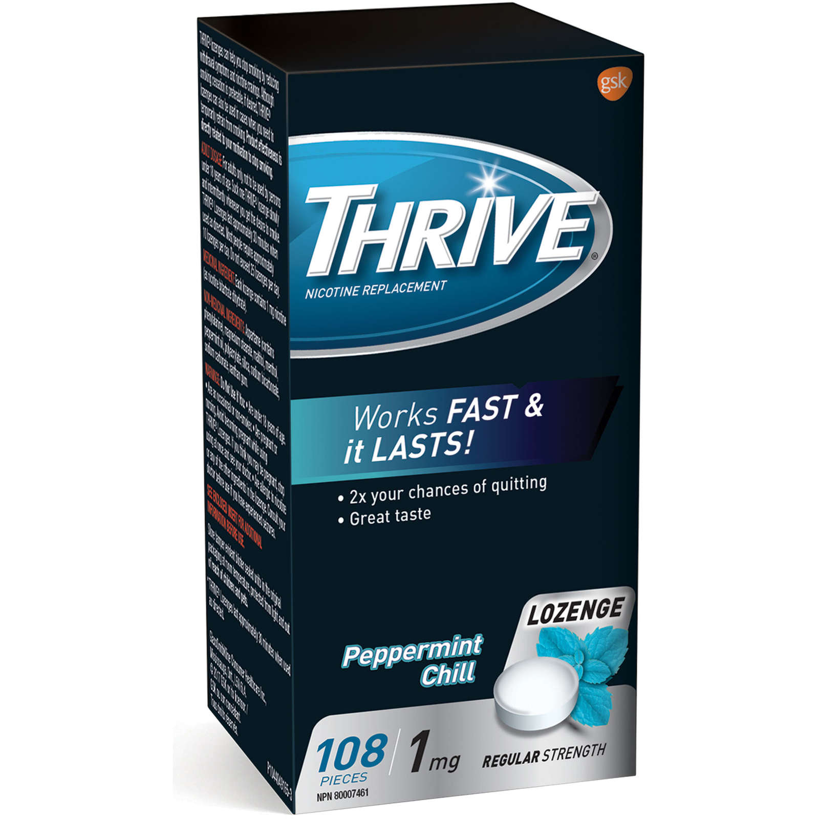 Thrive Lozenges 1mg Regular Strength Nicotine Replacement Mint count