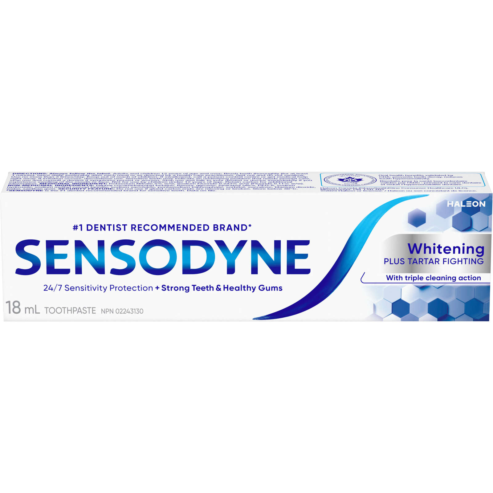 SENSODYNE Whitening plus Tartar Fighting Daily Sensitivity Toothpaste, 18ml