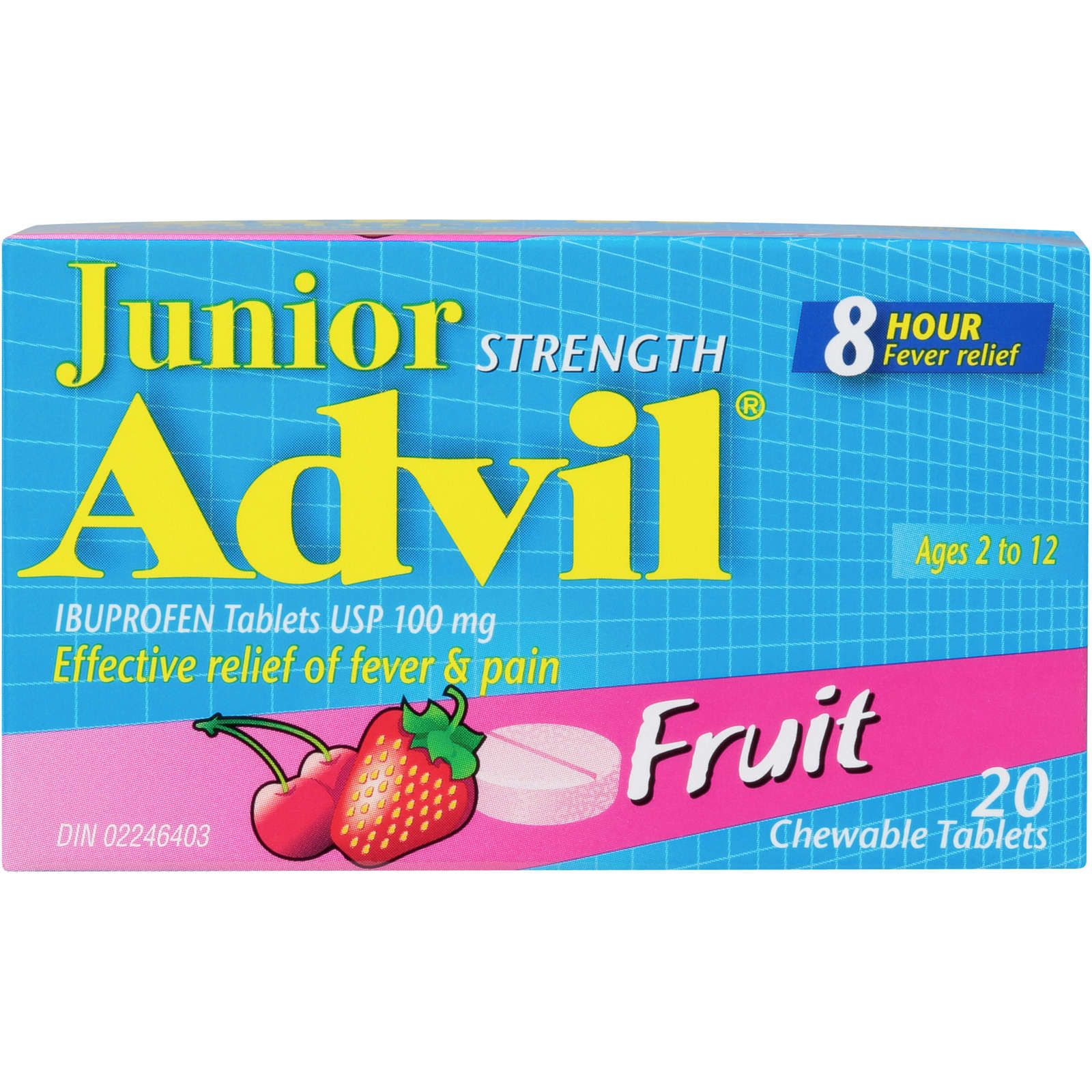 Junior Strength Advil Pain Reliever and Fever Reducer Ibuprofen Chewable Tablets, Fruit