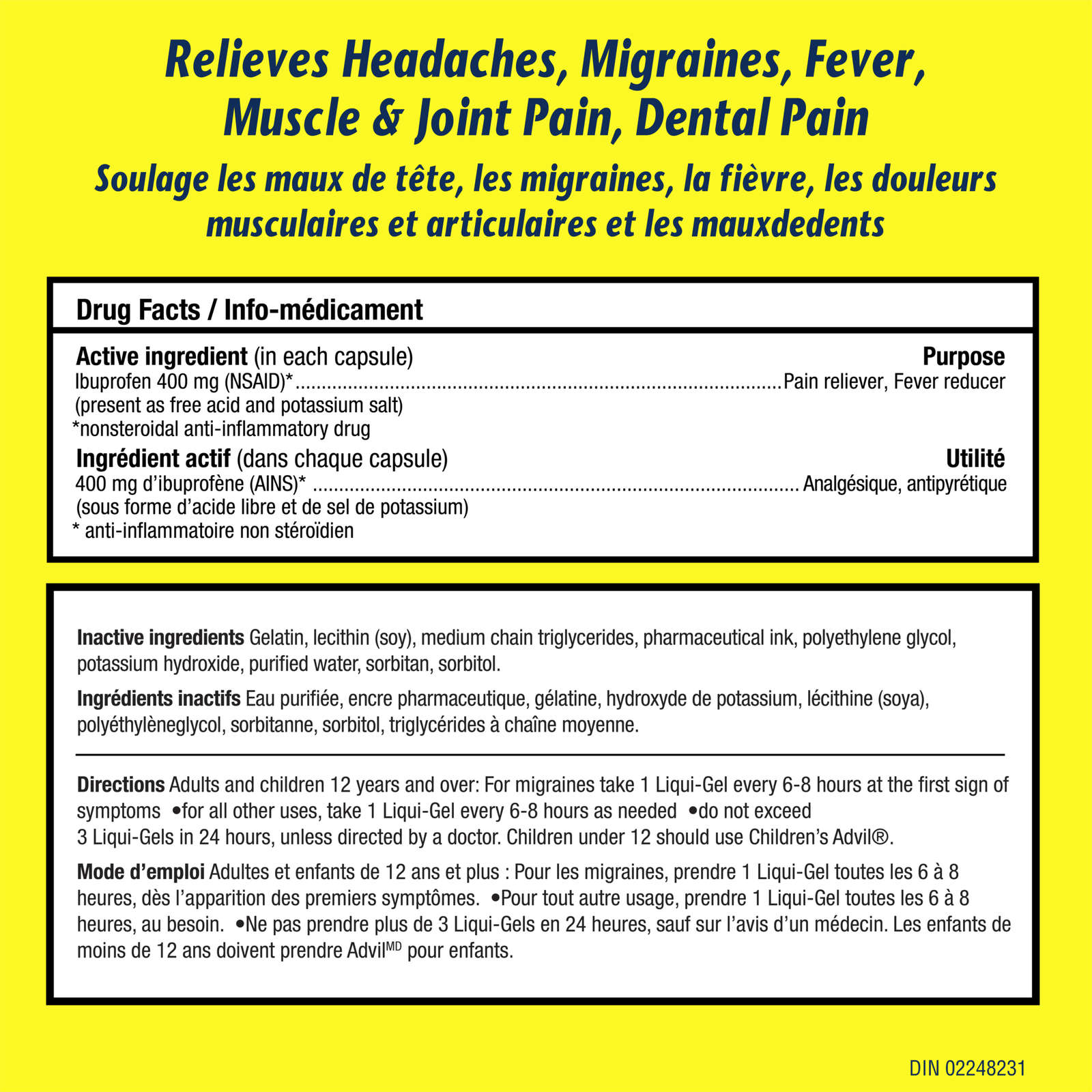 Advil Extra Strength Liqui-Gels for Headaches, Migraines, and Pain Relief, 400 mg Ibuprofen