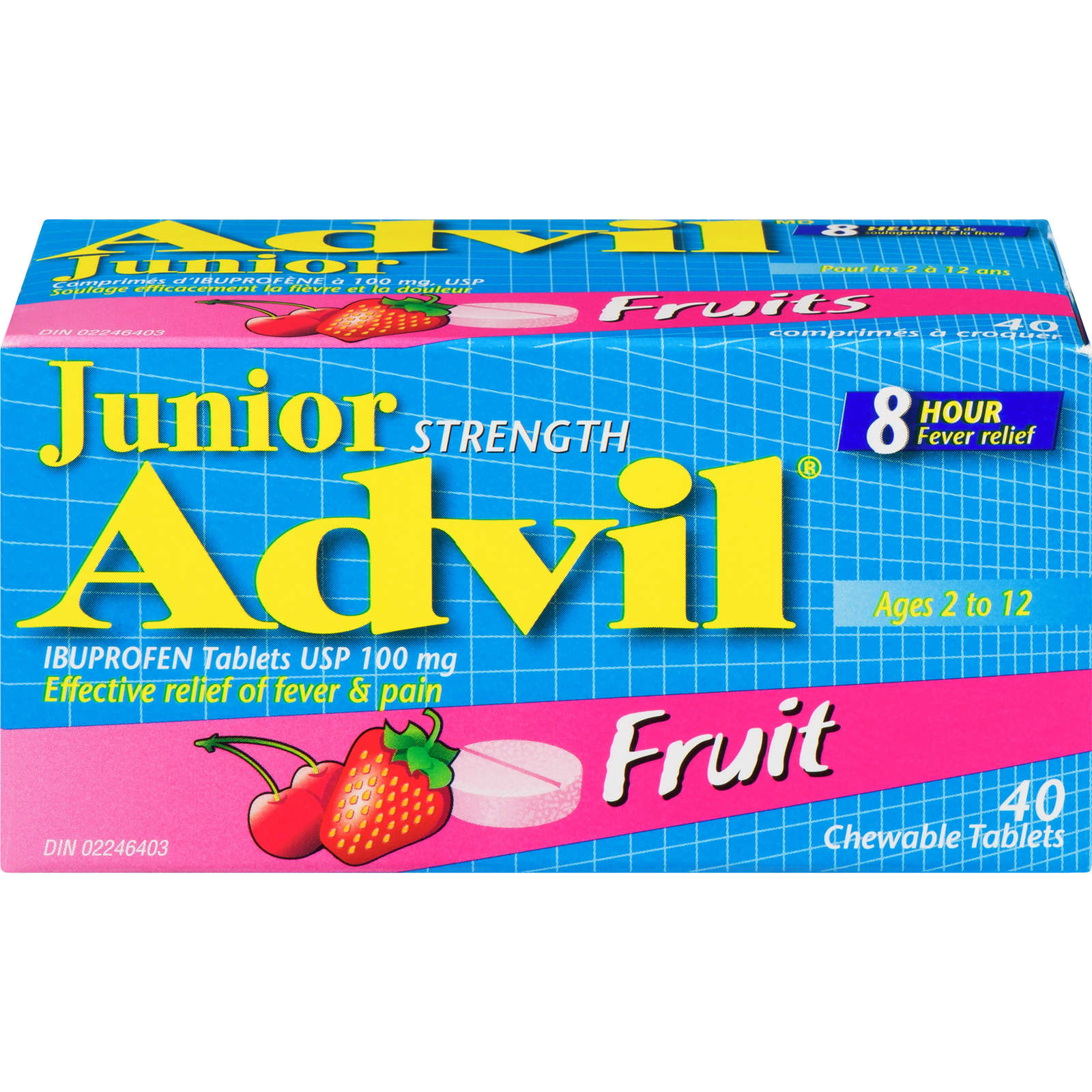 Junior Strength Advil Pain Reliever and Fever Reducer Ibuprofen Chewable Tablets, Fruit