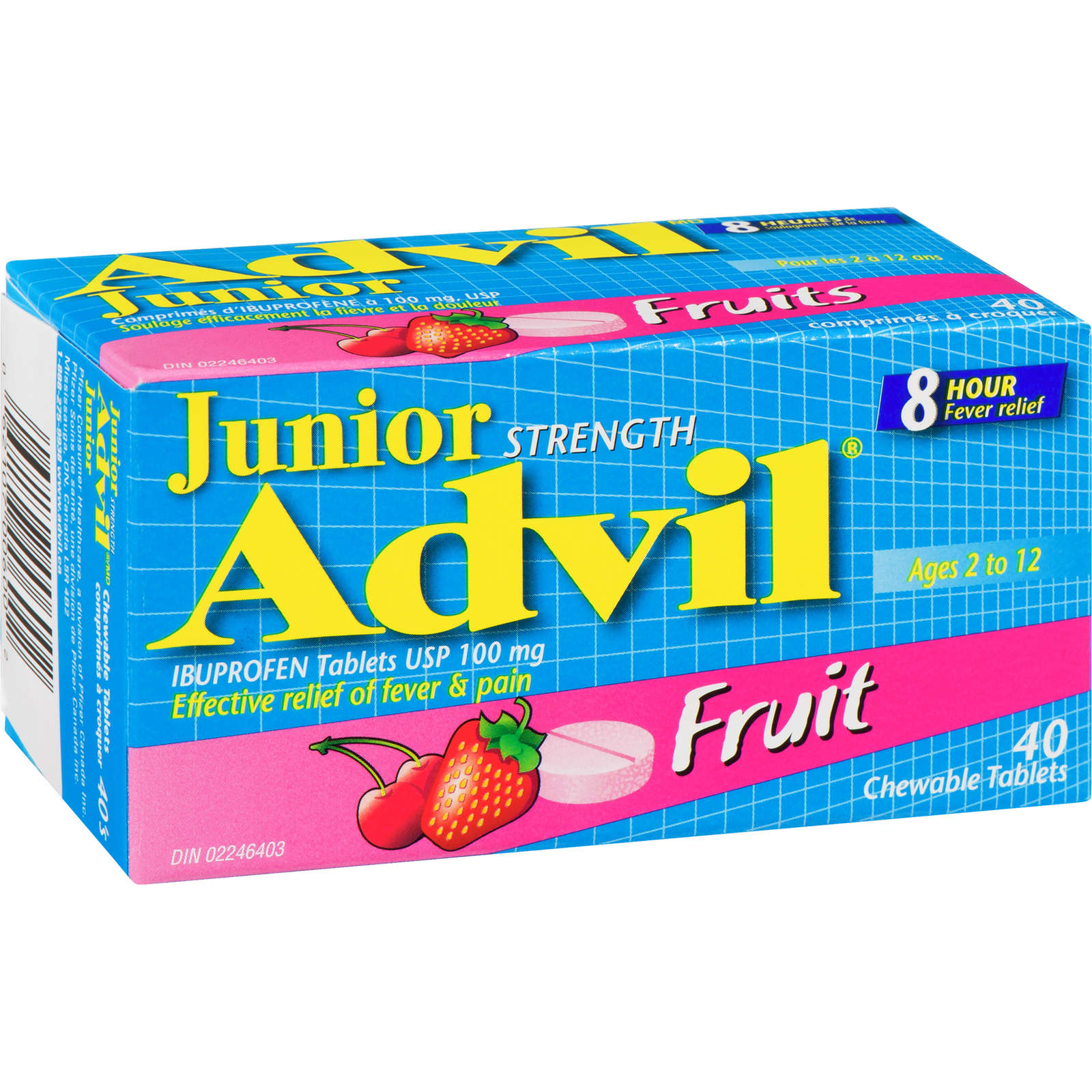 Junior Strength Advil Pain Reliever and Fever Reducer Ibuprofen Chewable Tablets, Fruit