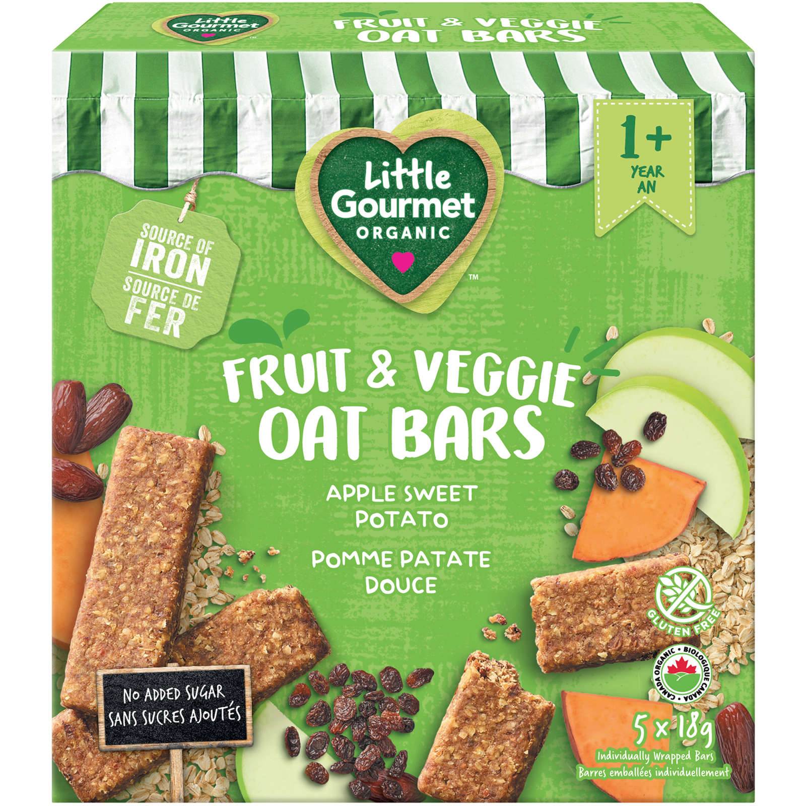 Little Gourmet Organic Fruit & Veggie Oat Bars Apple Sweet Potato Toddler Snack