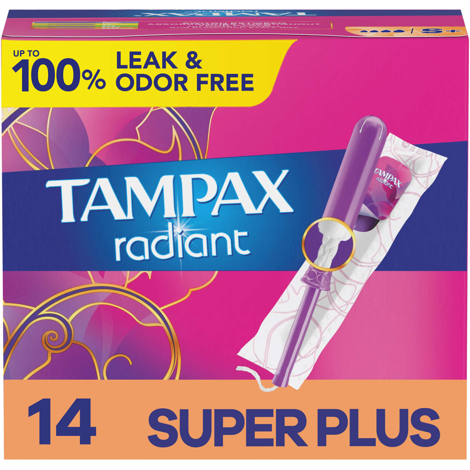 Radiant Tampons with LeakGuard Braid, Super Plus Absorbency