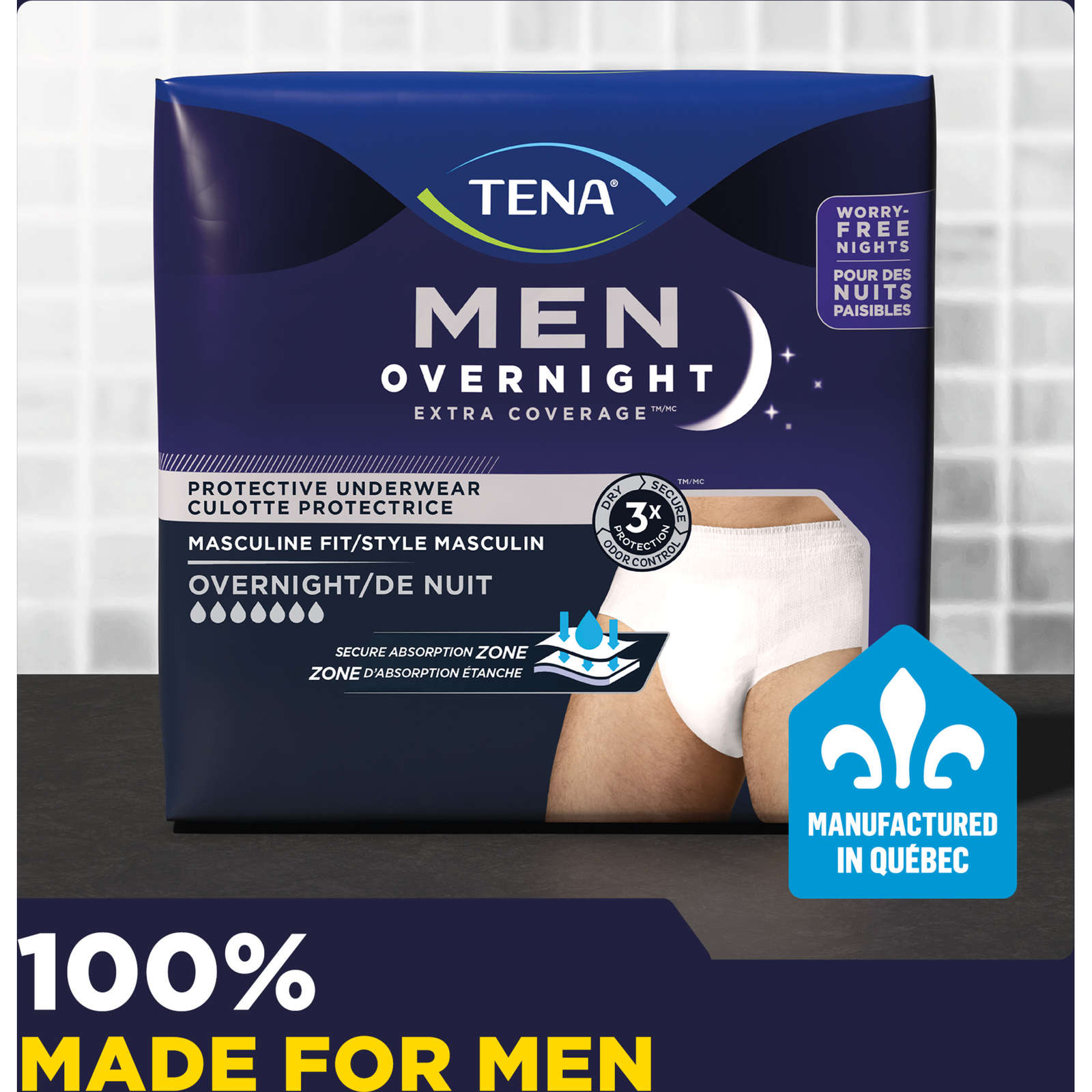 Men Overnight Extra Coverage Incontinence Underwear