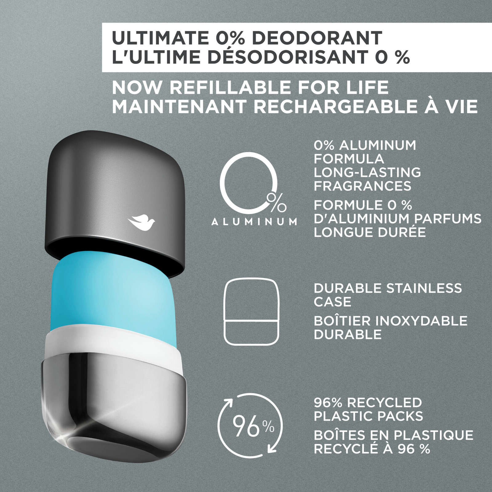 Ultimate Refillable Deodorant Kit 0% Aluminum Clean Touch Aluminum Free Deodorant